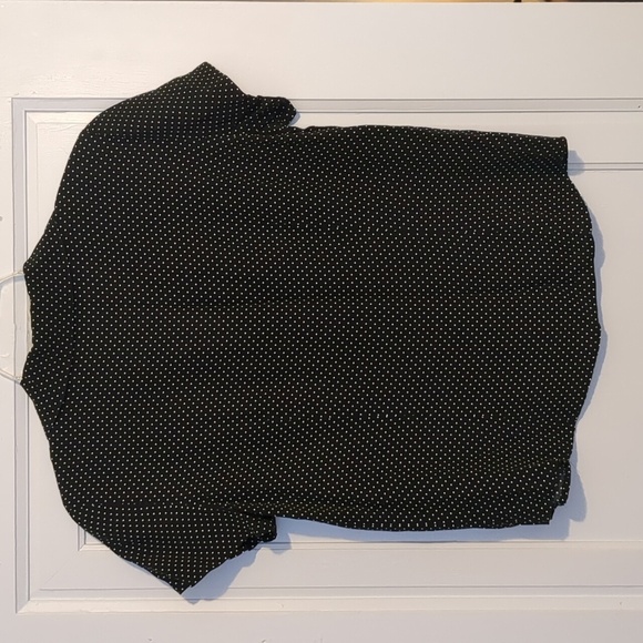Liz Claiborne Retro Black White Polka Dot Blouse Short Sleeve Camp Button Down - Picture 4 of 4